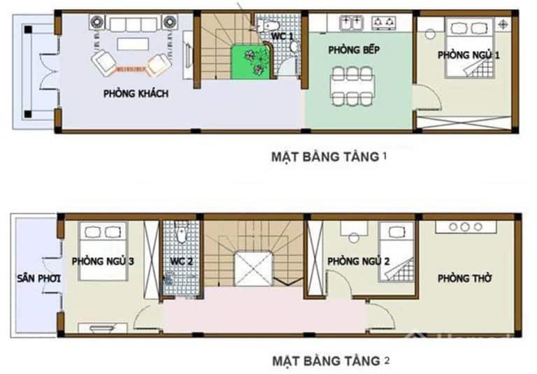 thiết kế phòng thờ nhà ống 2 tầng