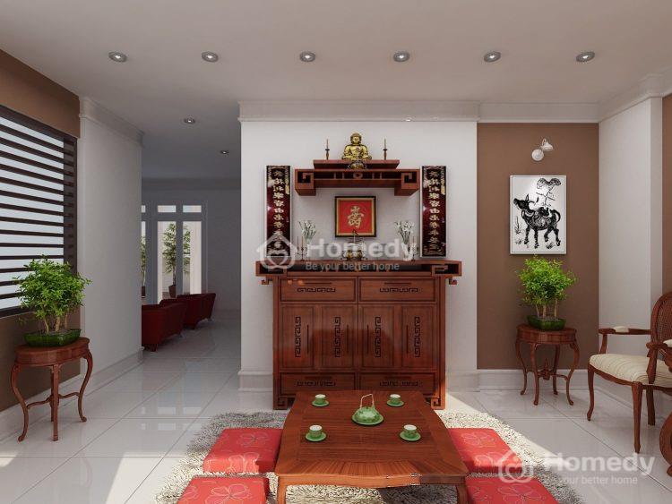 thiết kế phòng thờ nhà ống 2 tầng