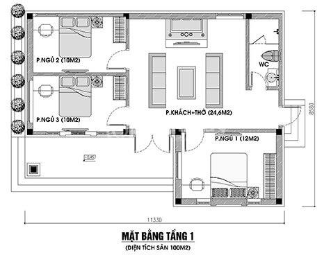 thiết kế phòng thờ nhà ống 2 tầng